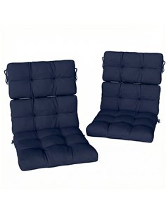 Outsunny 2-Piece Seat Cushion Replacement with Backrest, Garden Patio Chair Cushions Set with Ties, Dark Blue