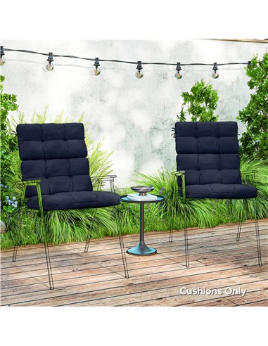 Outsunny 2-Piece Seat Cushion Replacement with Backrest, Garden Patio Chair Cushions Set with Ties, Dark Blue