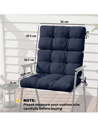 Outsunny 2-Piece Seat Cushion Replacement with Backrest, Garden Patio Chair Cushions Set with Ties, Dark Blue
