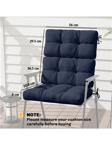 Outsunny 2-Piece Seat Cushion Replacement with Backrest, Garden Patio Chair Cushions Set with Ties, Dark Blue - pic 196983 | FastDaddyshop