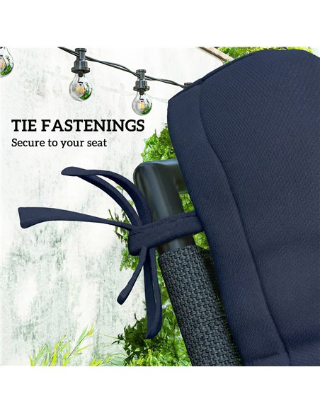 Outsunny 2-Piece Seat Cushion Replacement with Backrest, Garden Patio Chair Cushions Set with Ties, Dark Blue - pic 196985 | FastDaddyshop