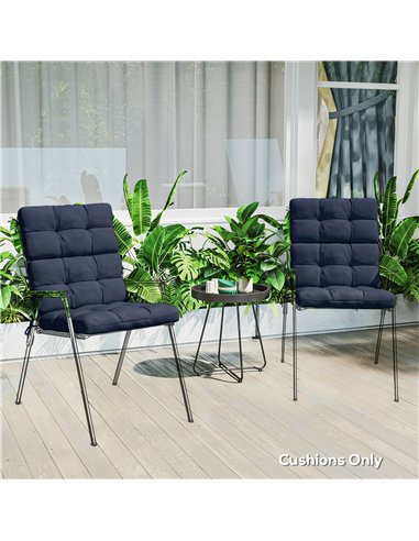 Outsunny 2-Piece Seat Cushion Replacement with Backrest, Garden Patio Chair Cushions Set with Ties, Dark Blue