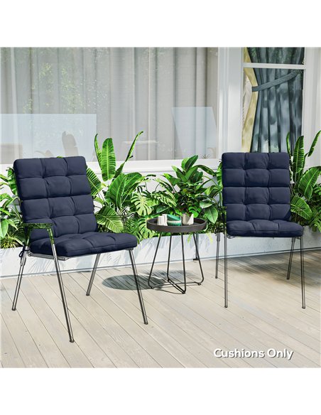 Outsunny 2-Piece Seat Cushion Replacement with Backrest, Garden Patio Chair Cushions Set with Ties, Dark Blue - pic 196987 | FastDaddyshop