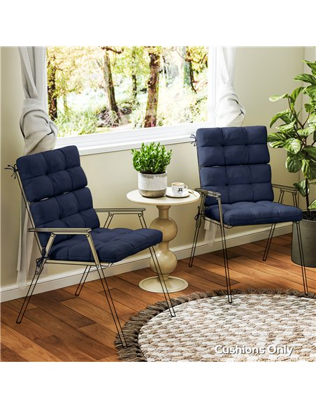 Outsunny 2-Piece Seat Cushion Replacement with Backrest, Garden Patio Chair Cushions Set with Ties, Dark Blue - pic 196988 | FastDaddyshop