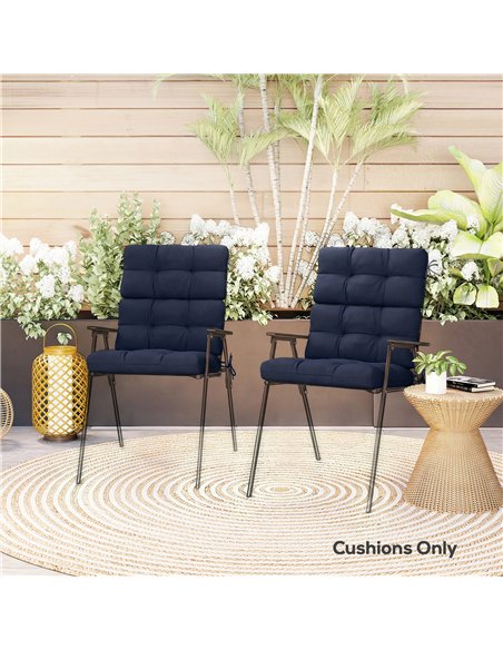 Outsunny 2-Piece Seat Cushion Replacement with Backrest, Garden Patio Chair Cushions Set with Ties, Dark Blue - pic 196989 | FastDaddyshop