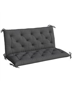 Outsunny Garden Bench Cushion, 2 Seater Swing Chair Cushion, Seat Pad with Ties for Indoor and Outdoor Use, 110 x 120 cm, Black