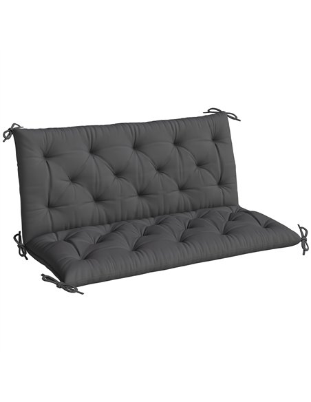 Outsunny Garden Bench Cushion, 2 Seater Swing Chair Cushion, Seat Pad with Ties for Indoor and Outdoor Use, 110 x 120 cm, Black - pic 196990 | FastDaddyshop