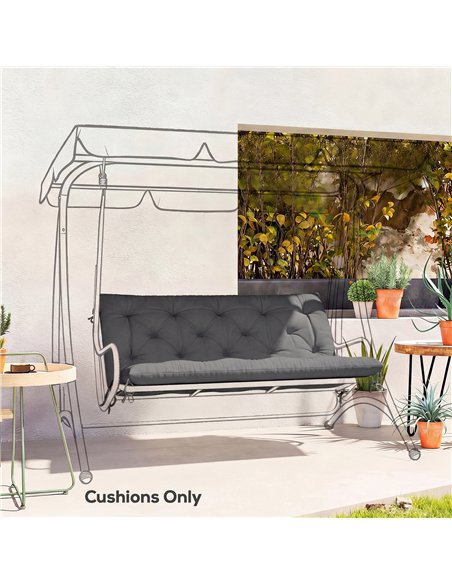 Outsunny Garden Bench Cushion, 2 Seater Swing Chair Cushion, Seat Pad with Ties for Indoor and Outdoor Use, 110 x 120 cm, Black - pic 196991 | FastDaddyshop