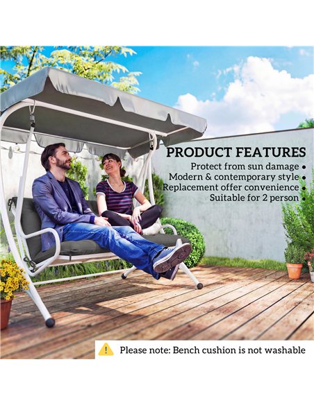Outsunny Garden Bench Cushion, 2 Seater Swing Chair Cushion, Seat Pad with Ties for Indoor and Outdoor Use, 110 x 120 cm, Black - pic 196994 | FastDaddyshop