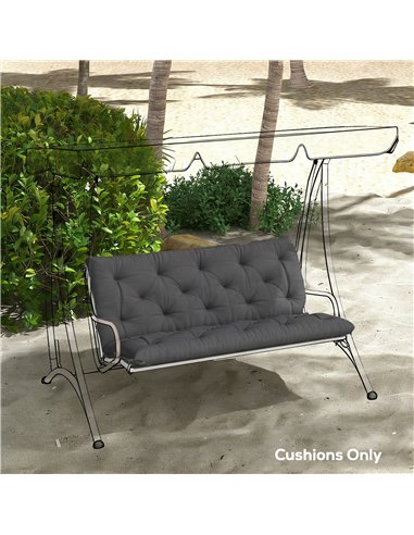 Outsunny Garden Bench Cushion, 2 Seater Swing Chair Cushion, Seat Pad with Ties for Indoor and Outdoor Use, 110 x 120 cm, Black