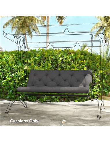 Outsunny Garden Bench Cushion, 2 Seater Swing Chair Cushion, Seat Pad with Ties for Indoor and Outdoor Use, 110 x 120 cm, Black