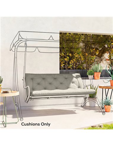 Outsunny Garden Bench Cushion, 2 Seater Swing Chair Cushion, Seat Pad with Ties for Indoor and Outdoor Use, 110 x 120 cm
