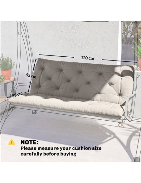 Outsunny Garden Bench Cushion, 2 Seater Swing Chair Cushion, Seat Pad with Ties for Indoor and Outdoor Use, 110 x 120 cm - pic 197001 | FastDaddyshop