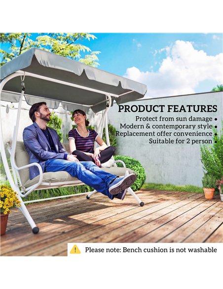 Outsunny Garden Bench Cushion, 2 Seater Swing Chair Cushion, Seat Pad with Ties for Indoor and Outdoor Use, 110 x 120 cm - pic 197003 | FastDaddyshop