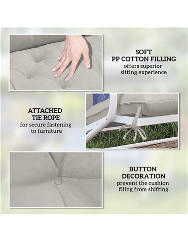 Outsunny Garden Bench Cushion, 2 Seater Swing Chair Cushion, Seat Pad with Ties for Indoor and Outdoor Use, 110 x 120 cm