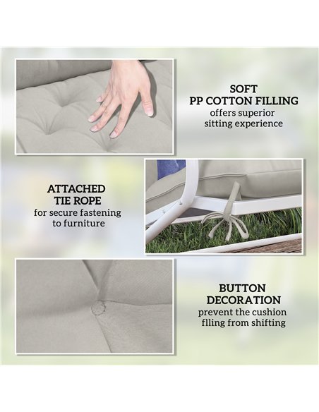 Outsunny Garden Bench Cushion, 2 Seater Swing Chair Cushion, Seat Pad with Ties for Indoor and Outdoor Use, 110 x 120 cm - pic 197004 | FastDaddyshop