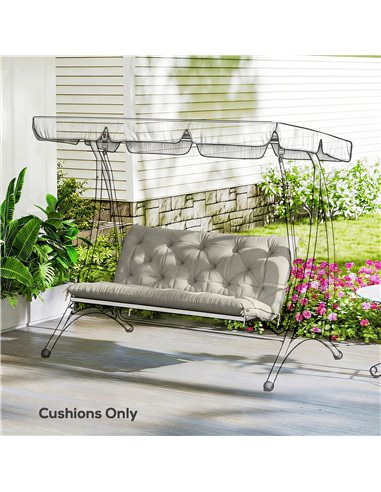 Outsunny Garden Bench Cushion, 2 Seater Swing Chair Cushion, Seat Pad with Ties for Indoor and Outdoor Use, 110 x 120 cm