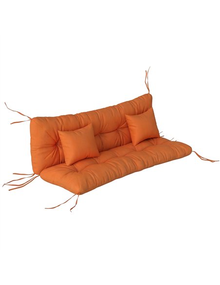 Outsunny Outdoor Seat Cushions Back Cushion with 2 Pillows, Water Repellent Seat Pads for 3-Seater Chair, Orange - pic 197008 | FastDaddyshop