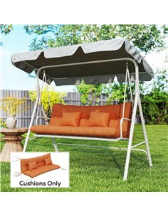 Outsunny Outdoor Seat Cushions Back Cushion with 2 Pillows, Water Repellent Seat Pads for 3-Seater Chair, Orange 2