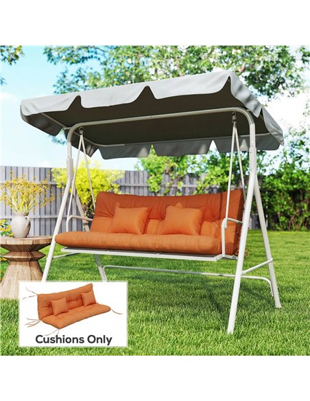 Outsunny Outdoor Seat Cushions Back Cushion with 2 Pillows, Water Repellent Seat Pads for 3-Seater Chair, Orange - pic 197009 | FastDaddyshop