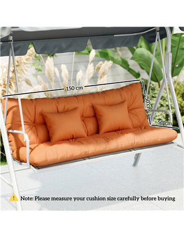 Outsunny Outdoor Seat Cushions Back Cushion with 2 Pillows, Water Repellent Seat Pads for 3-Seater Chair, Orange