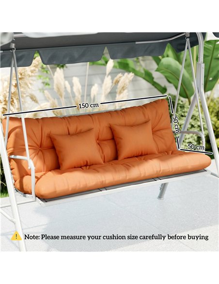 Outsunny Outdoor Seat Cushions Back Cushion with 2 Pillows, Water Repellent Seat Pads for 3-Seater Chair, Orange - pic 197010 | FastDaddyshop