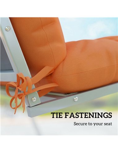 Outsunny Outdoor Seat Cushions Back Cushion with 2 Pillows, Water Repellent Seat Pads for 3-Seater Chair, Orange