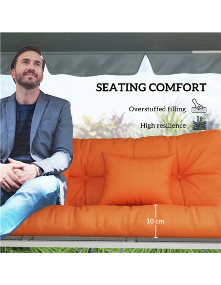 Outsunny Outdoor Seat Cushions Back Cushion with 2 Pillows, Water Repellent Seat Pads for 3-Seater Chair, Orange - pic 197013 | FastDaddyshop