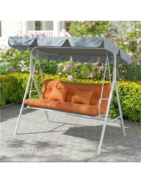 Outsunny Outdoor Seat Cushions Back Cushion with 2 Pillows, Water Repellent Seat Pads for 3-Seater Chair, Orange - pic 197014 | FastDaddyshop