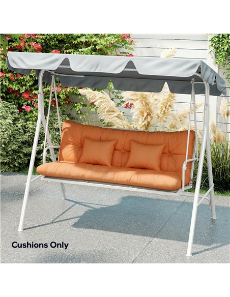 Outsunny Outdoor Seat Cushions Back Cushion with 2 Pillows, Water Repellent Seat Pads for 3-Seater Chair, Orange - pic 197016 | FastDaddyshop