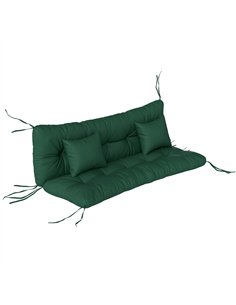 Outsunny Outdoor Seat Cushions Back Cushion with 2 Pillows, Water Repellent Seat Pads for 3-Seater Chair, Green