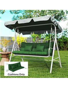 Outsunny Outdoor Seat Cushions Back Cushion with 2 Pillows, Water Repellent Seat Pads for 3-Seater Chair, Green 2