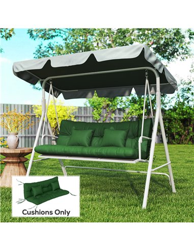 Outsunny Outdoor Seat Cushions Back Cushion with 2 Pillows, Water Repellent Seat Pads for 3-Seater Chair, Green