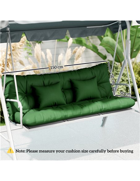 Outsunny Outdoor Seat Cushions Back Cushion with 2 Pillows, Water Repellent Seat Pads for 3-Seater Chair, Green - pic 197019 | FastDaddyshop