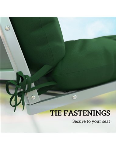 Outsunny Outdoor Seat Cushions Back Cushion with 2 Pillows, Water Repellent Seat Pads for 3-Seater Chair, Green