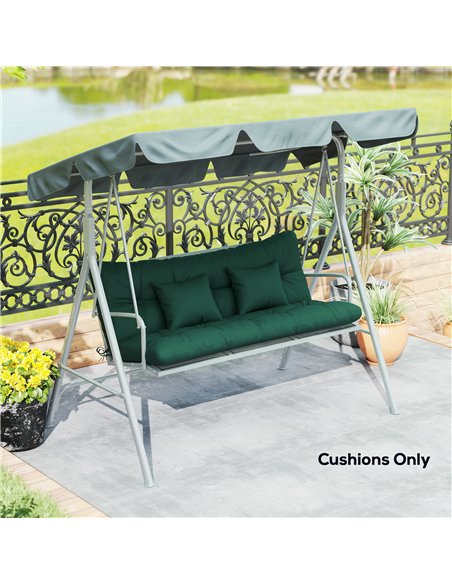 Outsunny Outdoor Seat Cushions Back Cushion with 2 Pillows, Water Repellent Seat Pads for 3-Seater Chair, Green - pic 197024 | FastDaddyshop