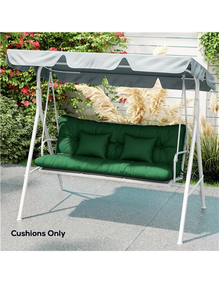 Outsunny Outdoor Seat Cushions Back Cushion with 2 Pillows, Water Repellent Seat Pads for 3-Seater Chair, Green - pic 197025 | FastDaddyshop
