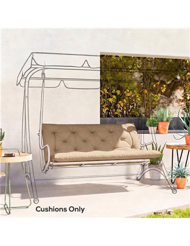 Outsunny Garden Bench Cushion, 2 Seater Swing Chair Cushion, Seat Pad with Ties for Indoor and Outdoor Use, 110 x 120 cm