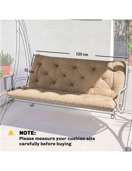 Outsunny Garden Bench Cushion, 2 Seater Swing Chair Cushion, Seat Pad with Ties for Indoor and Outdoor Use, 110 x 120 cm - pic 197028 | FastDaddyshop