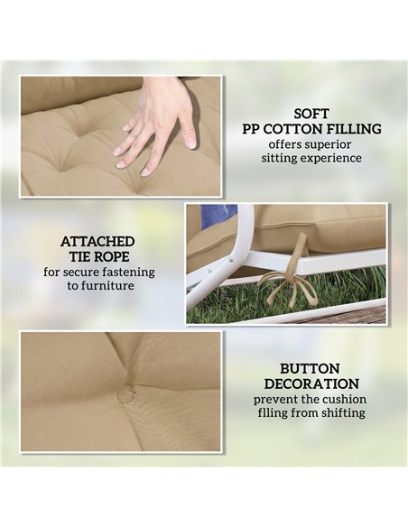 Outsunny Garden Bench Cushion, 2 Seater Swing Chair Cushion, Seat Pad with Ties for Indoor and Outdoor Use, 110 x 120 cm - pic 197031 | FastDaddyshop