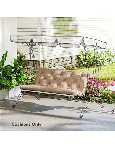 Outsunny Garden Bench Cushion, 2 Seater Swing Chair Cushion, Seat Pad with Ties for Indoor and Outdoor Use, 110 x 120 cm