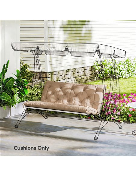 Outsunny Garden Bench Cushion, 2 Seater Swing Chair Cushion, Seat Pad with Ties for Indoor and Outdoor Use, 110 x 120 cm - pic 197033 | FastDaddyshop
