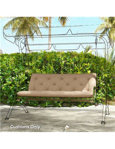 Outsunny Garden Bench Cushion, 2 Seater Swing Chair Cushion, Seat Pad with Ties for Indoor and Outdoor Use, 110 x 120 cm