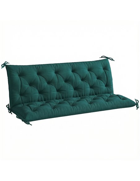Outsunny 3 Seater Bench Cushion, Garden Chair Cushion with Back and Ties for Indoor and Outdoor Use, 98 x 150 cm, Green - pic 197035 | FastDaddyshop
