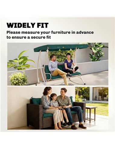 Outsunny 3 Seater Bench Cushion, Garden Chair Cushion with Back and Ties for Indoor and Outdoor Use, 98 x 150 cm, Green