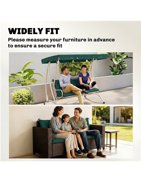 Outsunny 3 Seater Bench Cushion, Garden Chair Cushion with Back and Ties for Indoor and Outdoor Use, 98 x 150 cm, Green - pic 197042 | FastDaddyshop