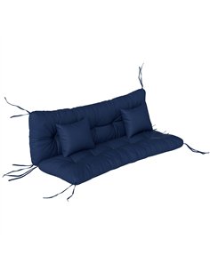 Outsunny Outdoor Seat Cushions Back Cushion with 2 Pillows, Water Repellent Seat Pads for 3-Seater Chair, Dark Blue
