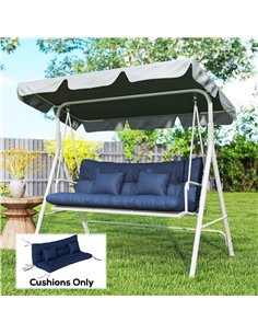 Outsunny Outdoor Seat Cushions Back Cushion with 2 Pillows, Water Repellent Seat Pads for 3-Seater Chair, Dark Blue 2