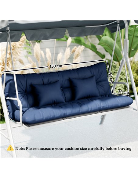 Outsunny Outdoor Seat Cushions Back Cushion with 2 Pillows, Water Repellent Seat Pads for 3-Seater Chair, Dark Blue - pic 197046 | FastDaddyshop