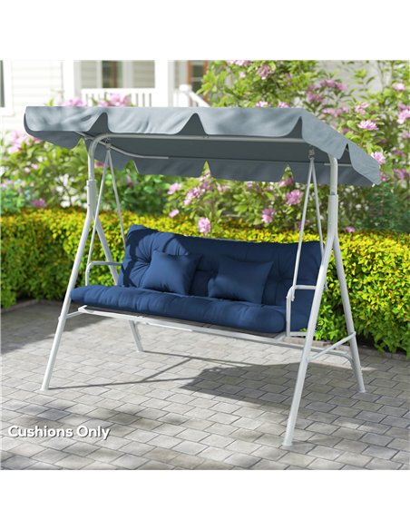 Outsunny Outdoor Seat Cushions Back Cushion with 2 Pillows, Water Repellent Seat Pads for 3-Seater Chair, Dark Blue - pic 197050 | FastDaddyshop